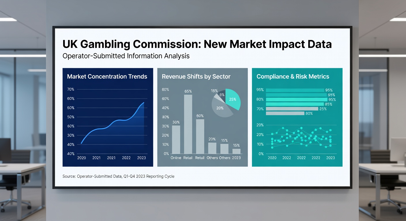 Graph charting UK online slots gross gambling yield rising sharply in late 2025, overlaid with icons of stake limit symbols and spinning reels