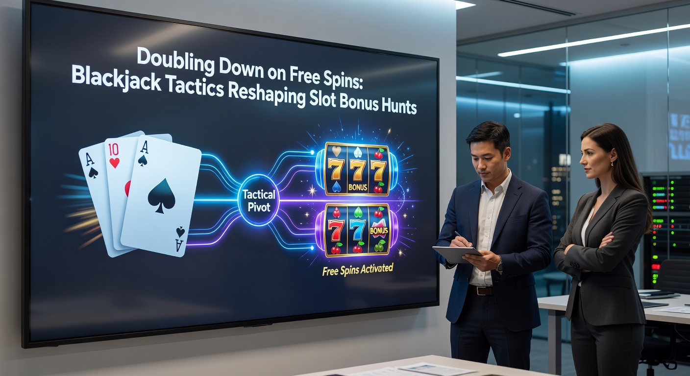 Close-up of slot screen showing exploding free spins with blackjack doubling chip overlays and rising multipliers