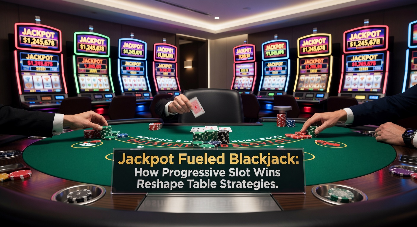 A player pockets a massive progressive slot jackpot, eyes shifting toward the blackjack tables nearby