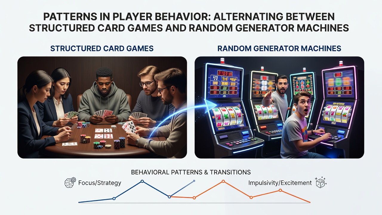 Detailed view of online gaming interface displaying card game and slot machine alternation on secure platforms